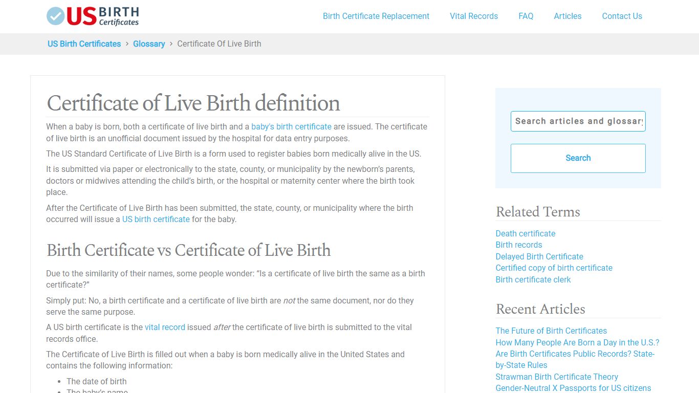 What is a Certificate of Live Birth? - US Birth Certificates