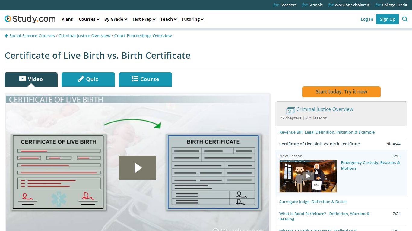 Certificate of Live Birth vs. Birth Certificate - Study.com